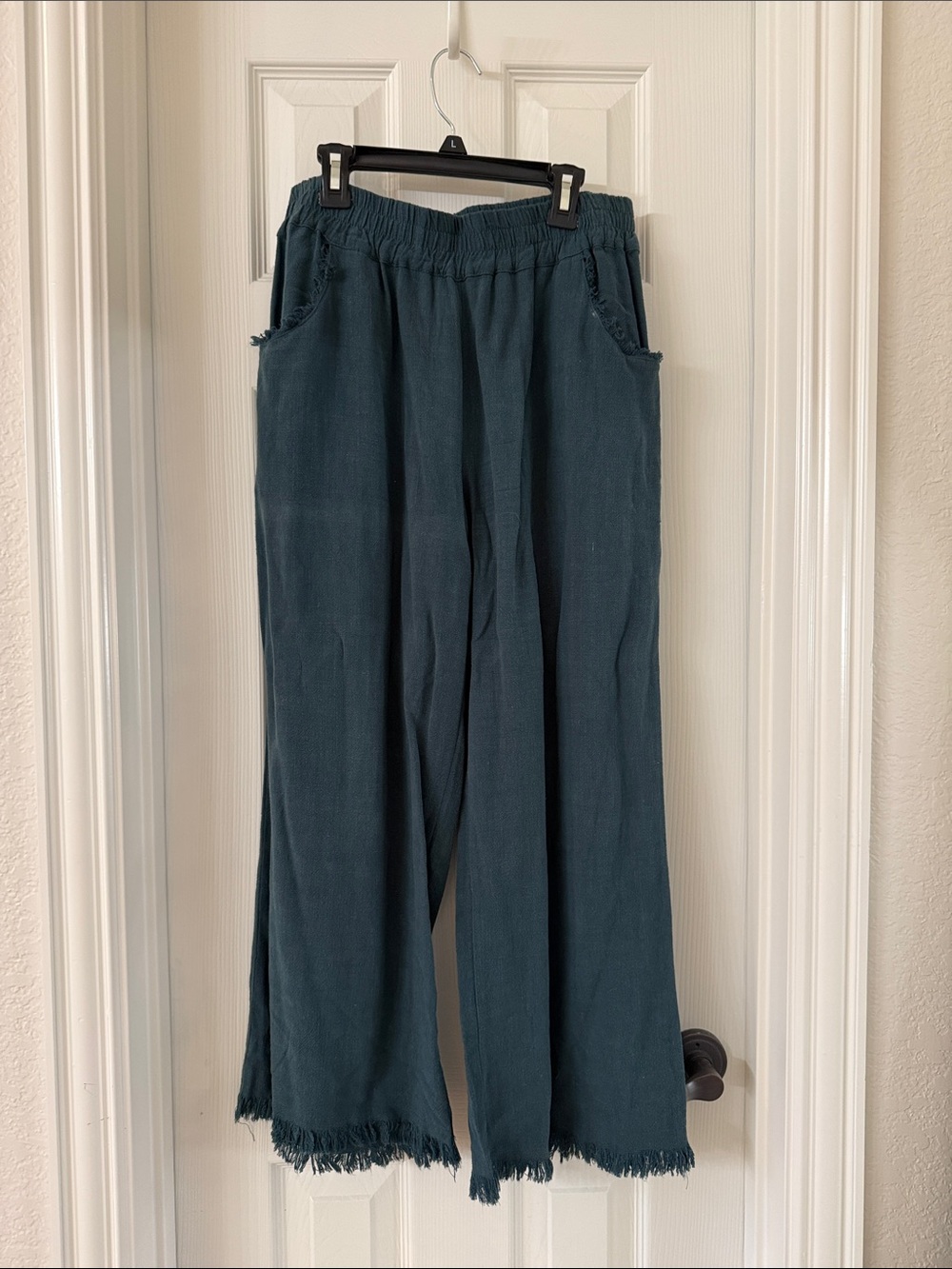 Umgee Dark Green linen Wide-Leg Pants